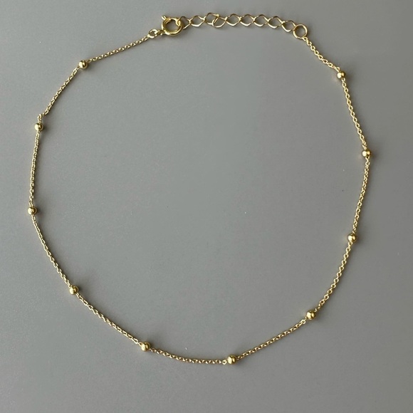 14k Gold Modern Ball Anklet - Picture 3 of 8